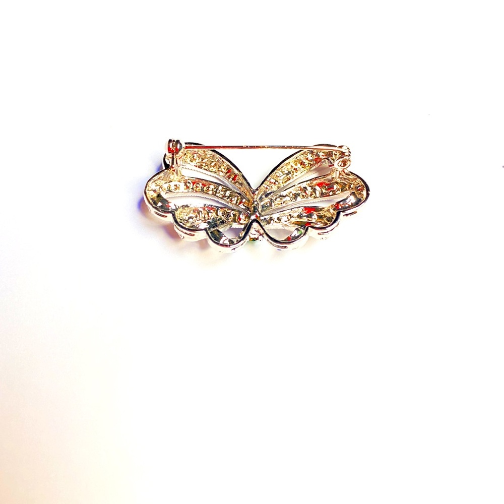 ๐ด Blue Butterfly Rhinestone Stoplight Brooch ๐ - Picture 4 of 6